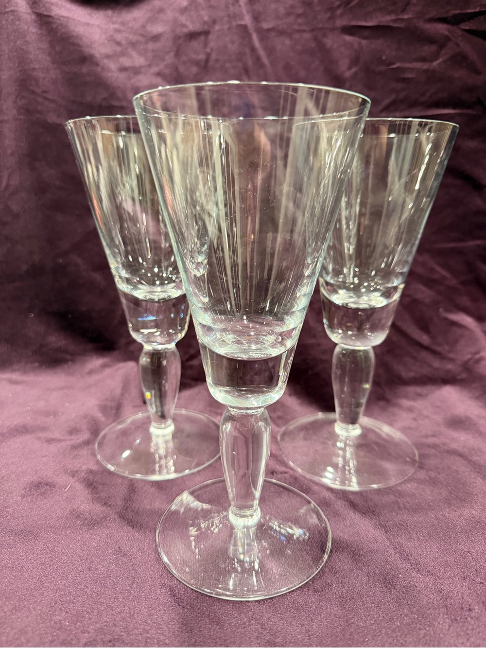 Vintage Saint-Louis Crystal Cerdagne Wine Goblets Set of 3 + 1 Bonus Glass